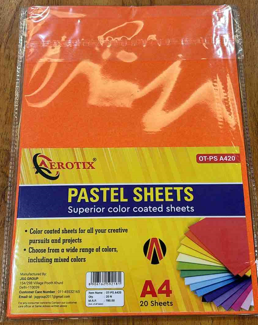 A4 PAPER COLOURED SHEET -20 PCS