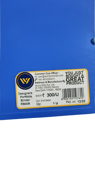 Worldone A3 RING BINDER FILE (D RING) - MRP 300